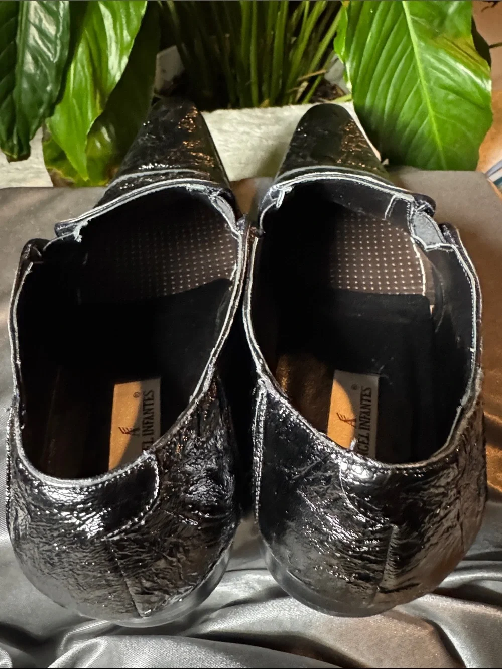 Angel Infantes Slip-On Black Patent Leather Shoes - Men's Size EU 45 / US 11.5